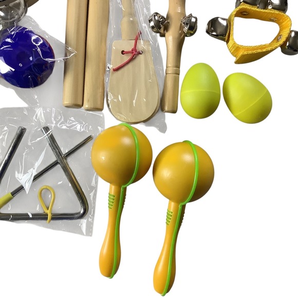 Kids Musical Instrument Set Percussion Drum Maracas Bells Wood Toys - Picture 10 of 16